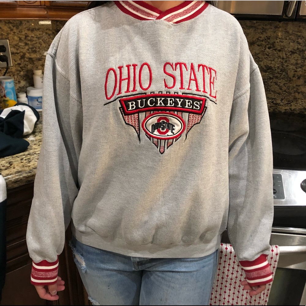 Ohio State Embroidered Ribbed Sweater